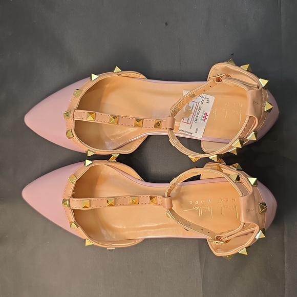 BRAND NEW NICOLE MILLER ASHLEY  GOLD STUDDED POINTED TOE FLAT - Picture 5 of 15